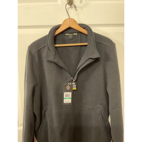 NWT Under Armour Loose Fit Cold Gear Men's Charcoal 1/4 Zip Pullover, L - Picture 5 of 8